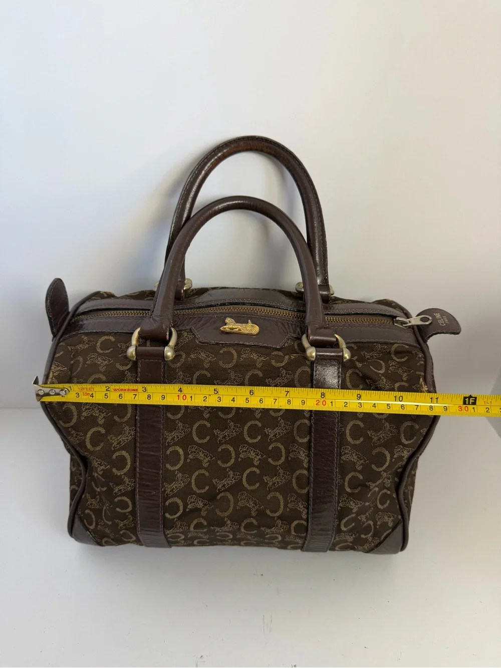 Vintage Old Celine Boston Bag Monogrammed Canvas